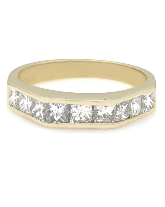 18KY Square Top Princess Diamond Ring