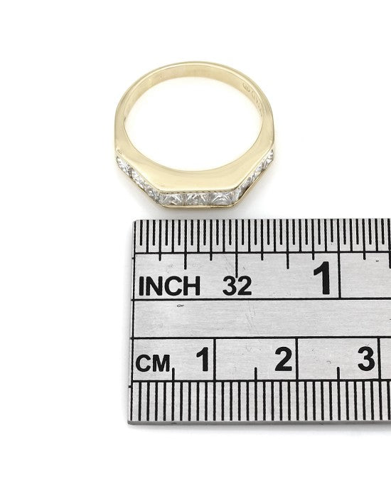 18KY Square Top Princess Diamond Ring