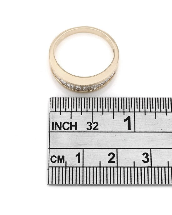 High Polish Princess Diamond Channel Band in 14k Yellow Gold