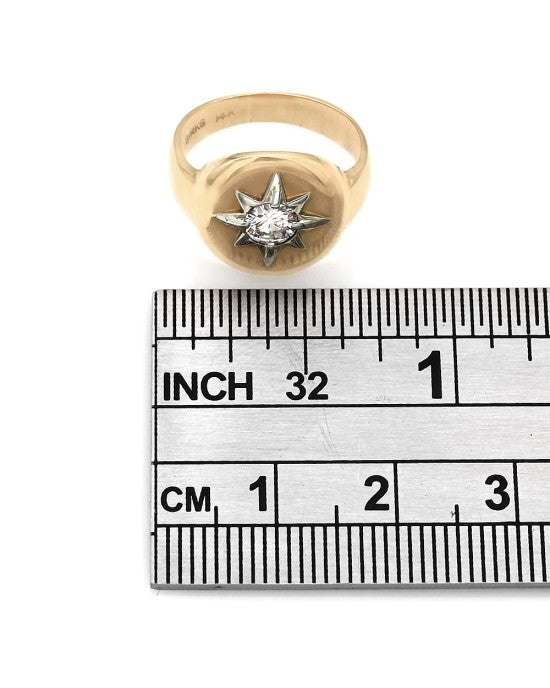 14K Diamond Solitaire Star Ring