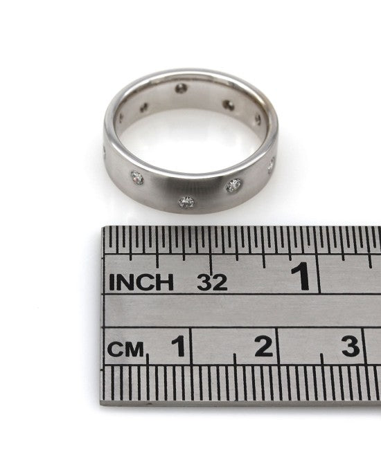 Flush Set, Round Diamond, Eternity Band with Satin Finish in 14k White Gold