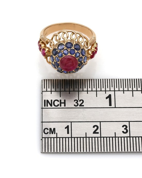 18K Rose Gold Ruby and Sapphire Dome Ring