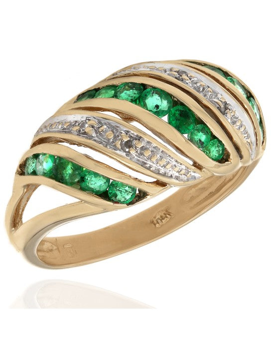 Emerald and Diamond Dome Ring