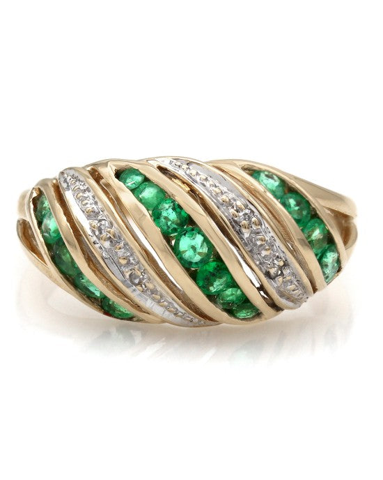 Emerald and Diamond Dome Ring