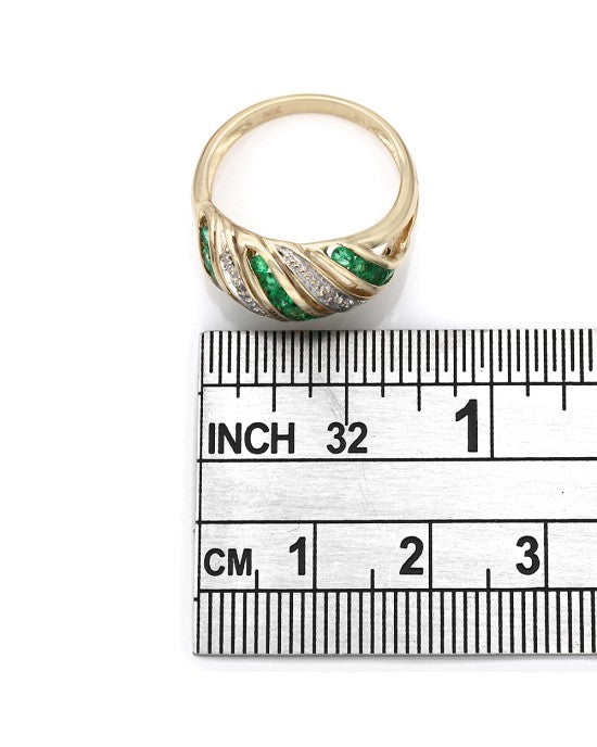 Emerald and Diamond Dome Ring