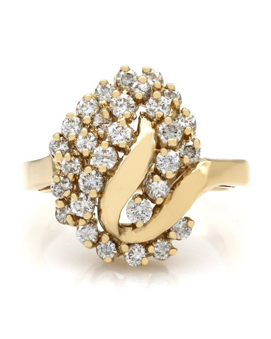 Diamond Swirl Cluster Ring 14K