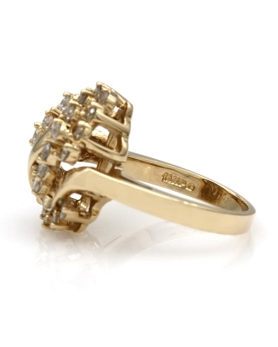 Diamond Swirl Cluster Ring 14K