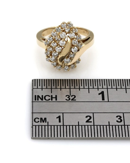 Diamond Swirl Cluster Ring 14K