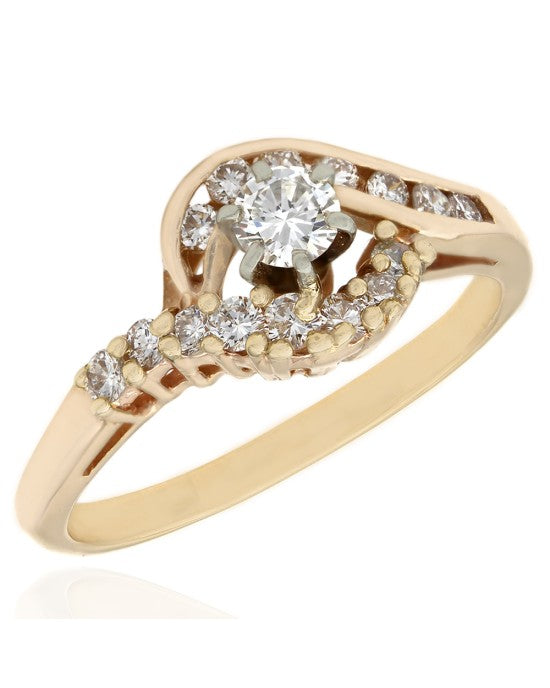 Diamond Bypass Ring in 14K Yellow Gold