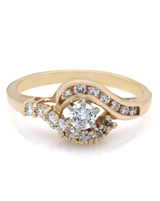 Diamond Bypass Ring in 14K Yellow Gold