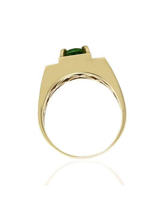 Gentleman's Tsavorite and Diamond Ring in Gold