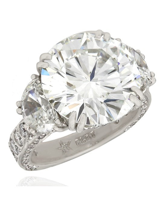 GIA Certified 6.19ct Round Brilliant Cut Diamond Engagement Ring in Platinum