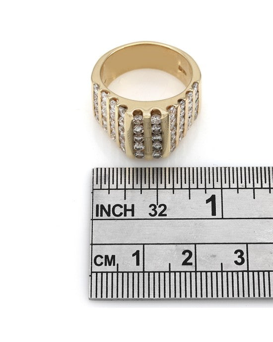 Gentleman's 10 Row Diamond Rooftop Ring