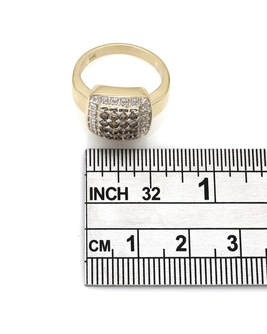 Champagne and White Diamond Halo Ring