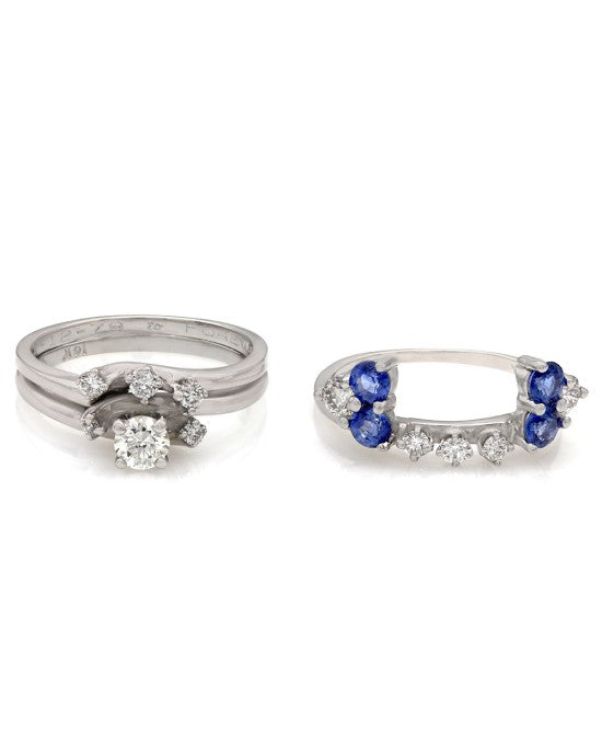 Sapphire and Diamond Wedding Ring Set in White Gold