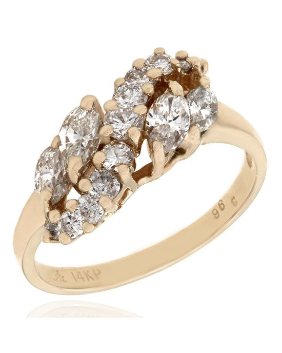 14KY Marquise and Round Diamond Fashion Ring