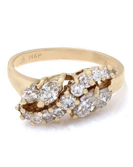 14KY Marquise and Round Diamond Fashion Ring