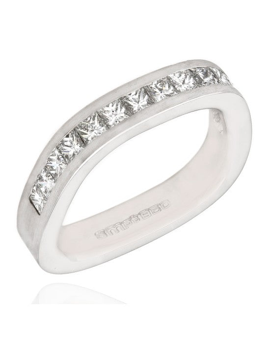 Platinum Princess Diamond Ring with Square Shank