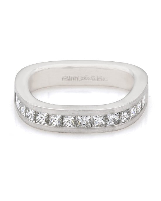 Platinum Princess Diamond Ring with Square Shank