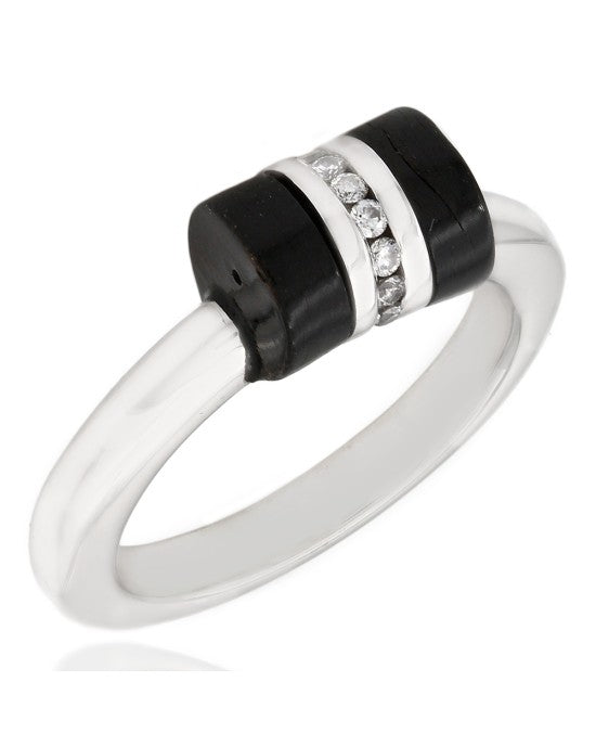 Black Coral & Diamond Ring