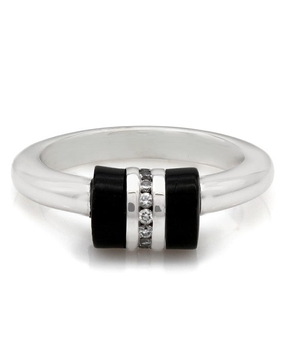 Black Coral & Diamond Ring