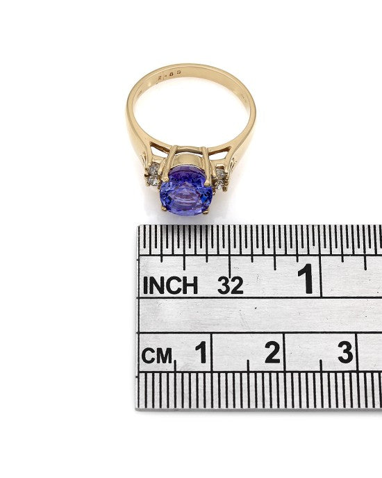 Oval Tanzanite and Diamond Accent Ring