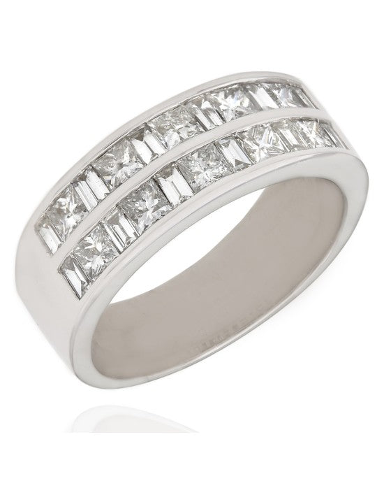 Two Row Baguette and Princess Diamond Ring