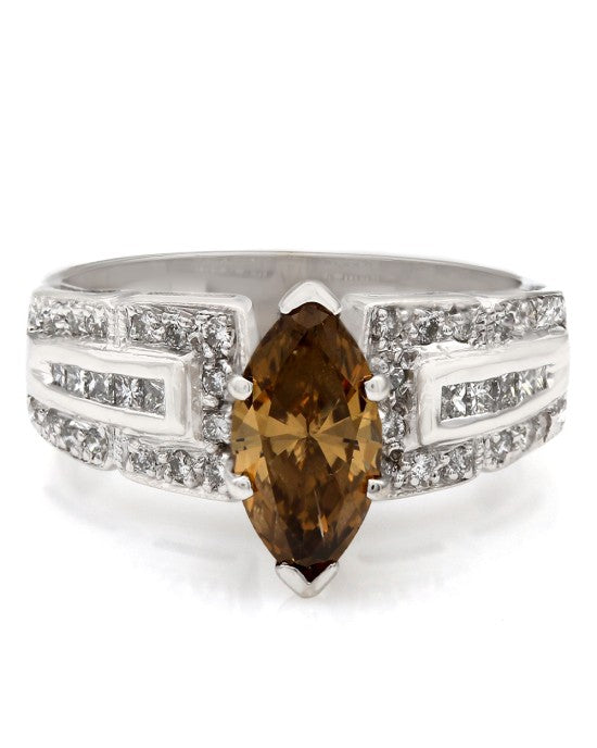 Cognac Marquise Diamond Solitaire Ring