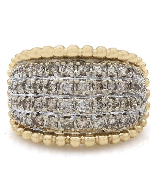 Diamond Pave Beaded Edge Fashion Ring