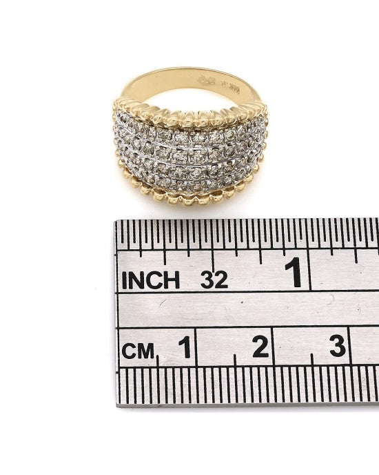 Diamond Pave Beaded Edge Fashion Ring