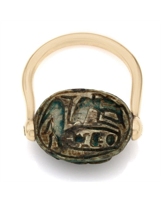 Swivel Jasper Scarab Ring in Gold