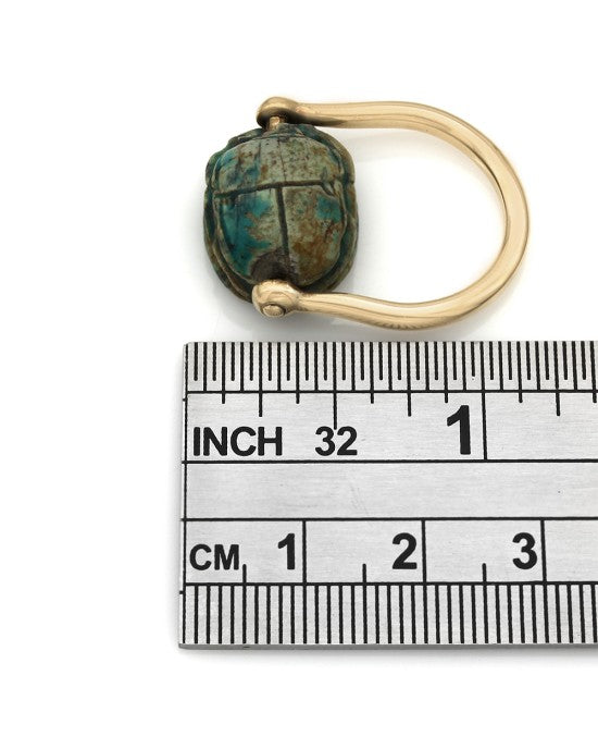 Swivel Jasper Scarab Ring in Gold