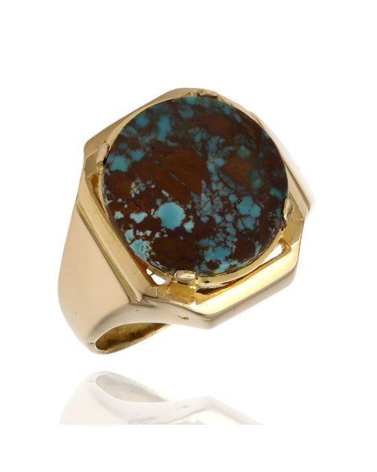 Oval Turquoise Ring in Yellow Gold