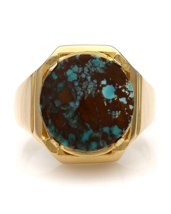 Oval Turquoise Ring in Yellow Gold