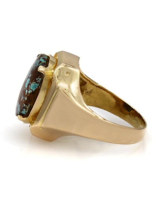 Oval Turquoise Ring in Yellow Gold