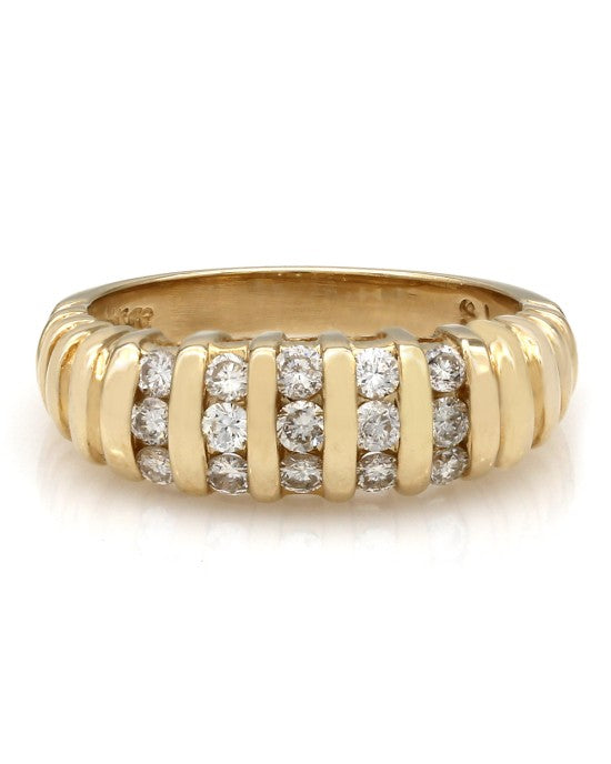 Five Row Vertical Channel Diamond Band in 14k Yellow Gold