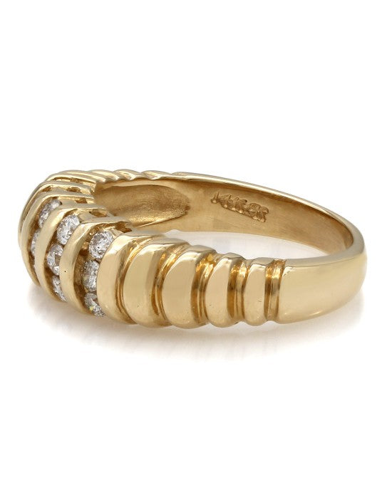 Five Row Vertical Channel Diamond Band in 14k Yellow Gold