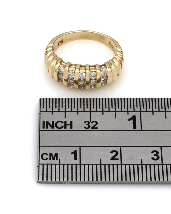 Five Row Vertical Channel Diamond Band in 14k Yellow Gold