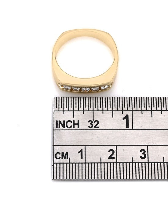 Channel Set Five Stone Diamond Band with European Shank in 14k Yellow Gold