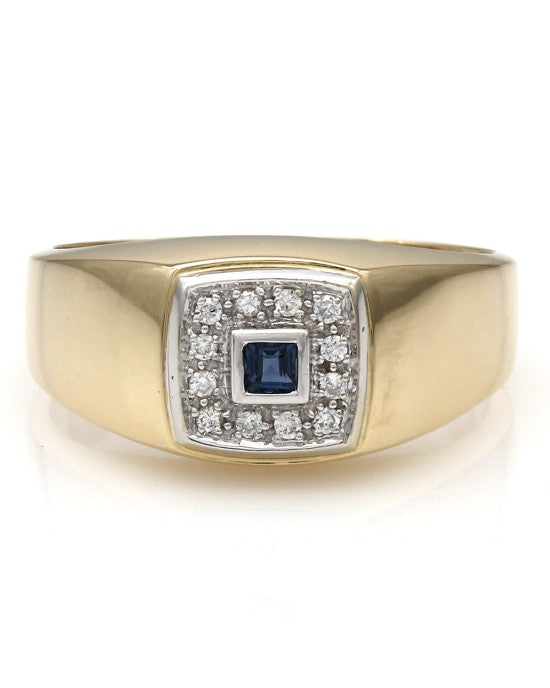 Gentleman's Sapphire and Diamond Halo Ring