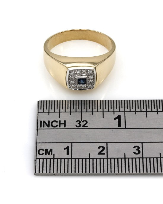 Gentleman's Sapphire and Diamond Halo Ring