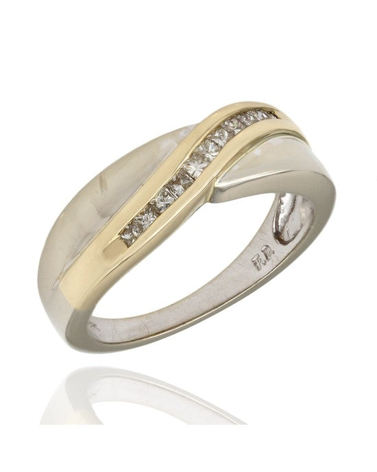 2 Tone Princess Diamond Bypass Ring