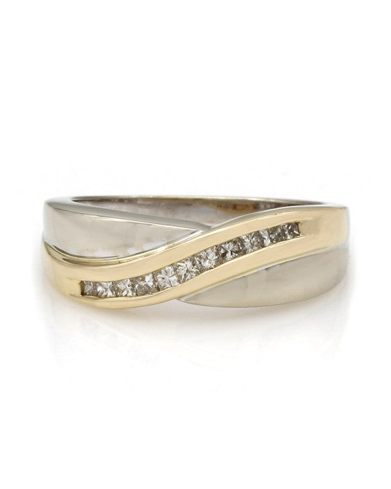2 Tone Princess Diamond Bypass Ring
