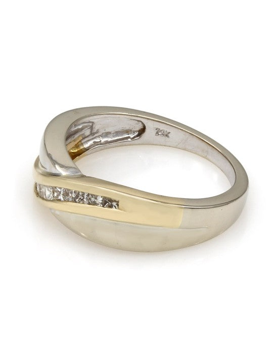 2 Tone Princess Diamond Bypass Ring