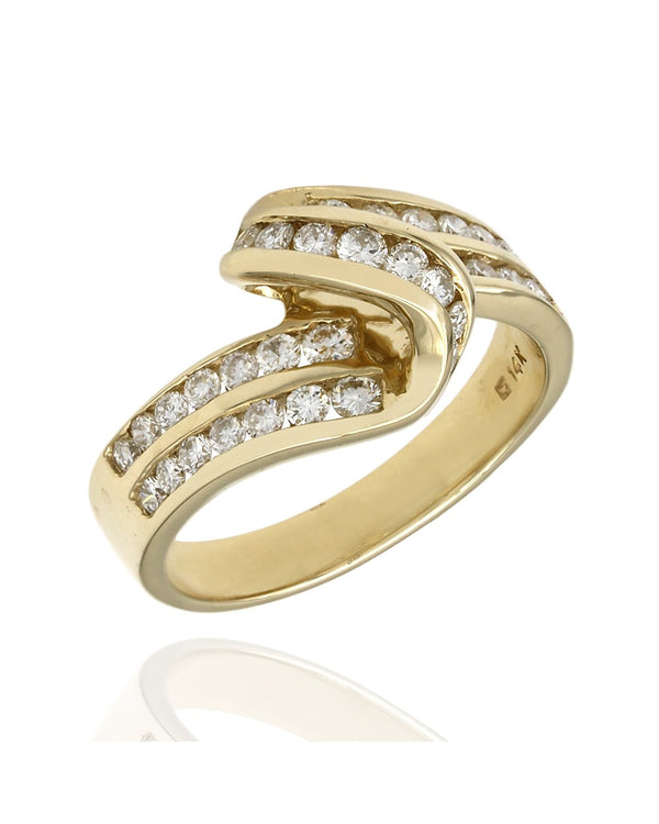 2 Row Diamond Ribbon Bypass Ring