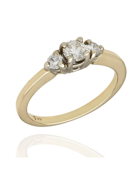 Two Tone 3 Stone Diamond Ring