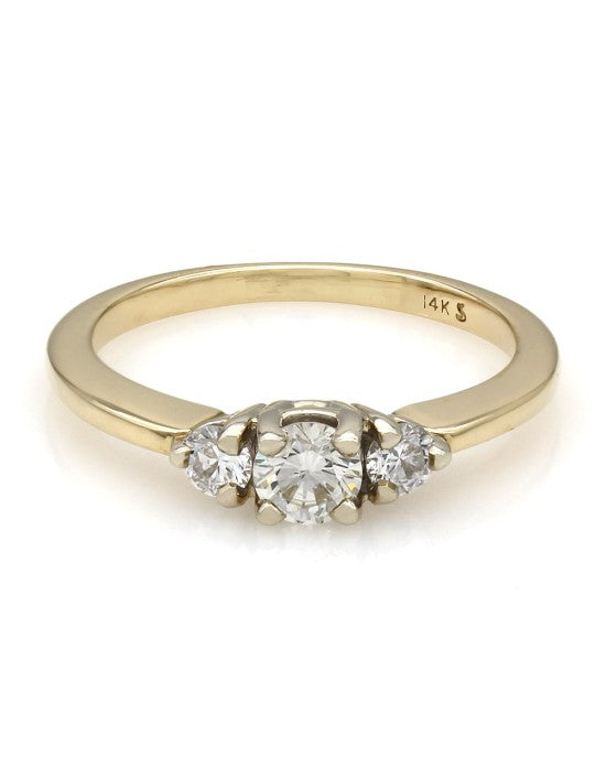 Two Tone 3 Stone Diamond Ring