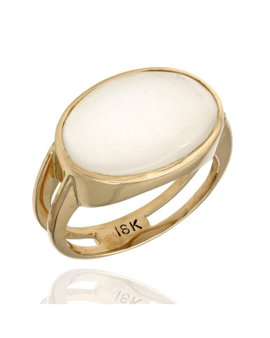 Bezel Set Moonstone Ring in Gold