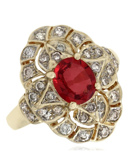 Red Spinel and Diamond Fashion Ring