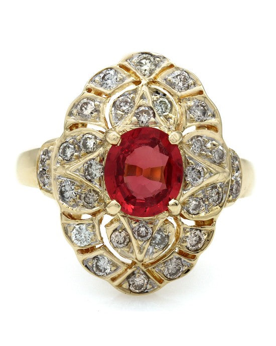Red Spinel and Diamond Fashion Ring